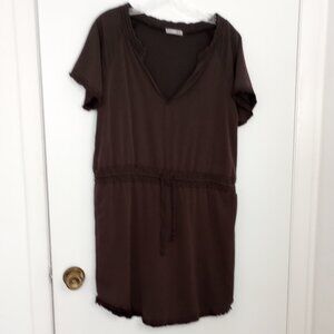 Dex Black Wash Frayed Hem Drawstring Waist Dress
